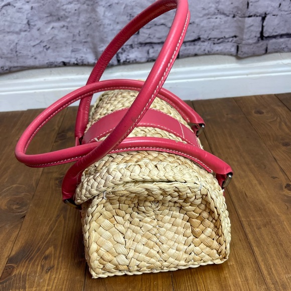 Ann Taylor corn husk basket purse tan and pink - Picture 10 of 10